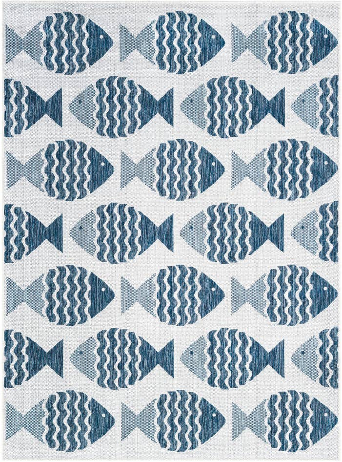 Detail image of 5' 3 x 7' Easy-Clean Coastal Indoor / Outdoor Rug