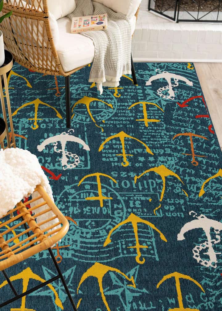 9' x 12' Easy-Clean Coastal Indoor / Outdoor Rug