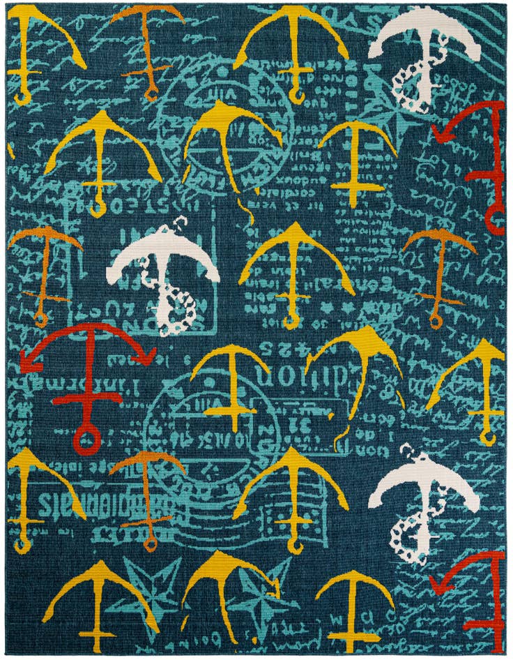 Detail image of 7' 10 x 10' Easy-Clean Coastal Indoor / Outdoor Rug