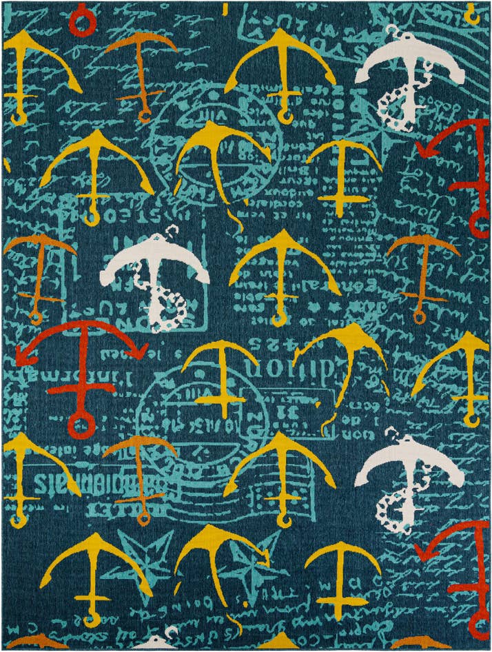 Detail image of 9' x 12' Easy-Clean Coastal Indoor / Outdoor Rug