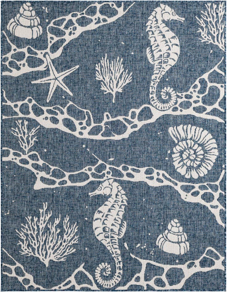 Detail image of 5' 3 x 7' Easy-Clean Coastal Indoor / Outdoor Rug