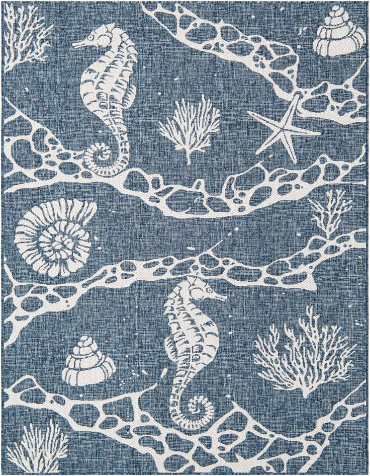 Detail image of 5' 3 x 8' Easy-Clean Coastal Indoor / Outdoor Rug