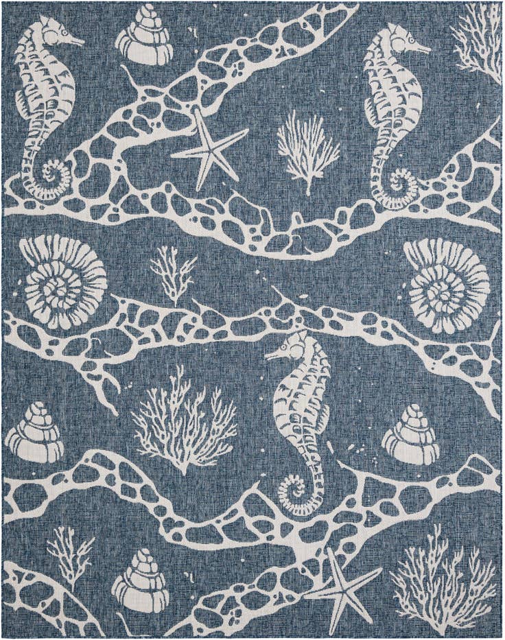 Detail image of 7' 10 x 10' Easy-Clean Coastal Indoor / Outdoor Rug