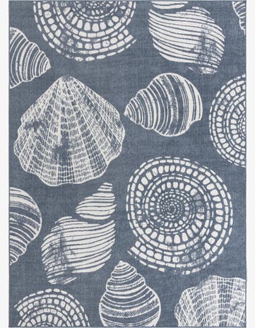 Navy Blue Easy-Clean Coastal Indoor / Outdoor Rug