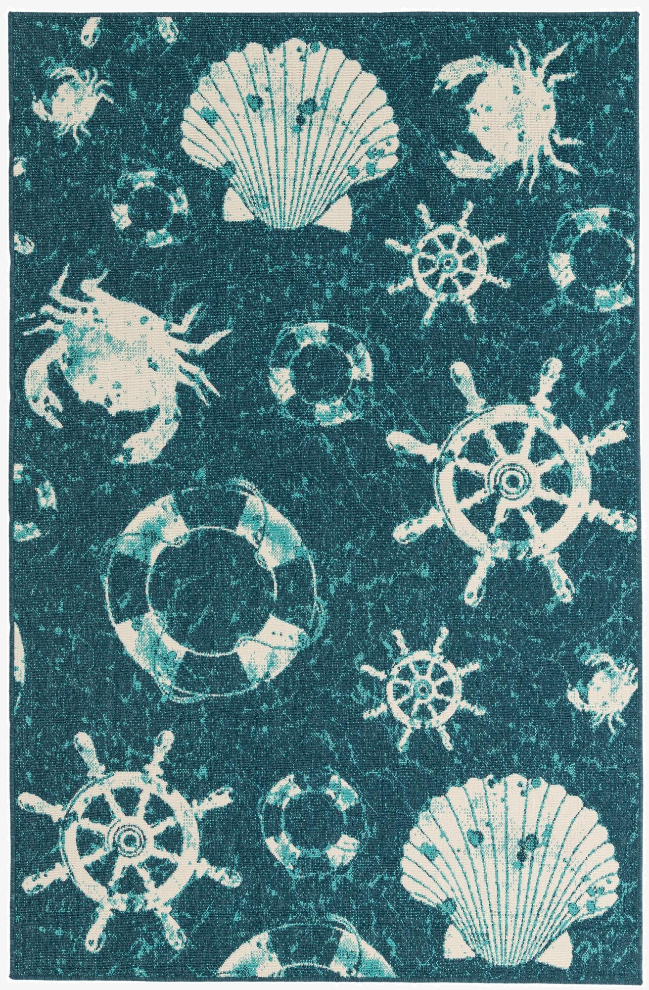 Primary image 5' 3 x 8'  Washable Coastal Indoor / Outdoor Rug