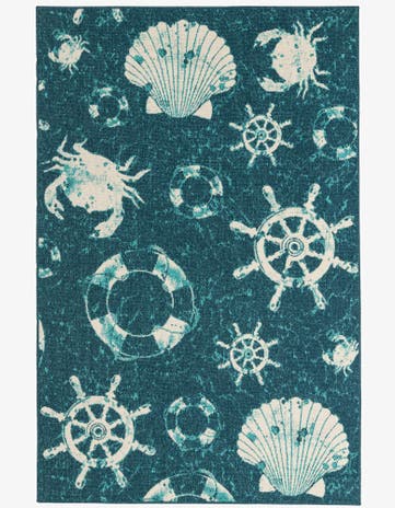 5' 3 x 8' Easy-Clean Coastal Indoor / Outdoor Rug