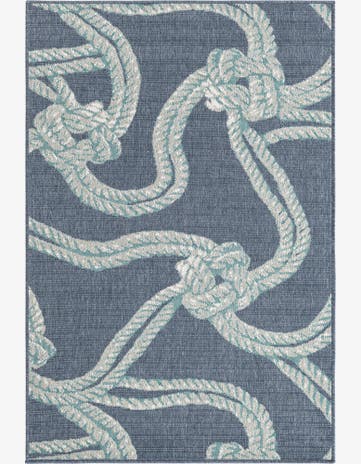 Navy Blue Easy-Clean Coastal Indoor / Outdoor Rug