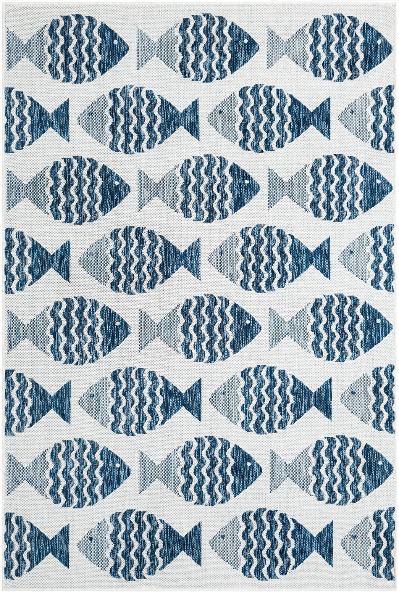 Primary image 5' 3 x 8'  Washable Coastal Indoor / Outdoor Rug