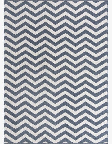 Navy Blue Easy-Clean Coastal Indoor / Outdoor Rug