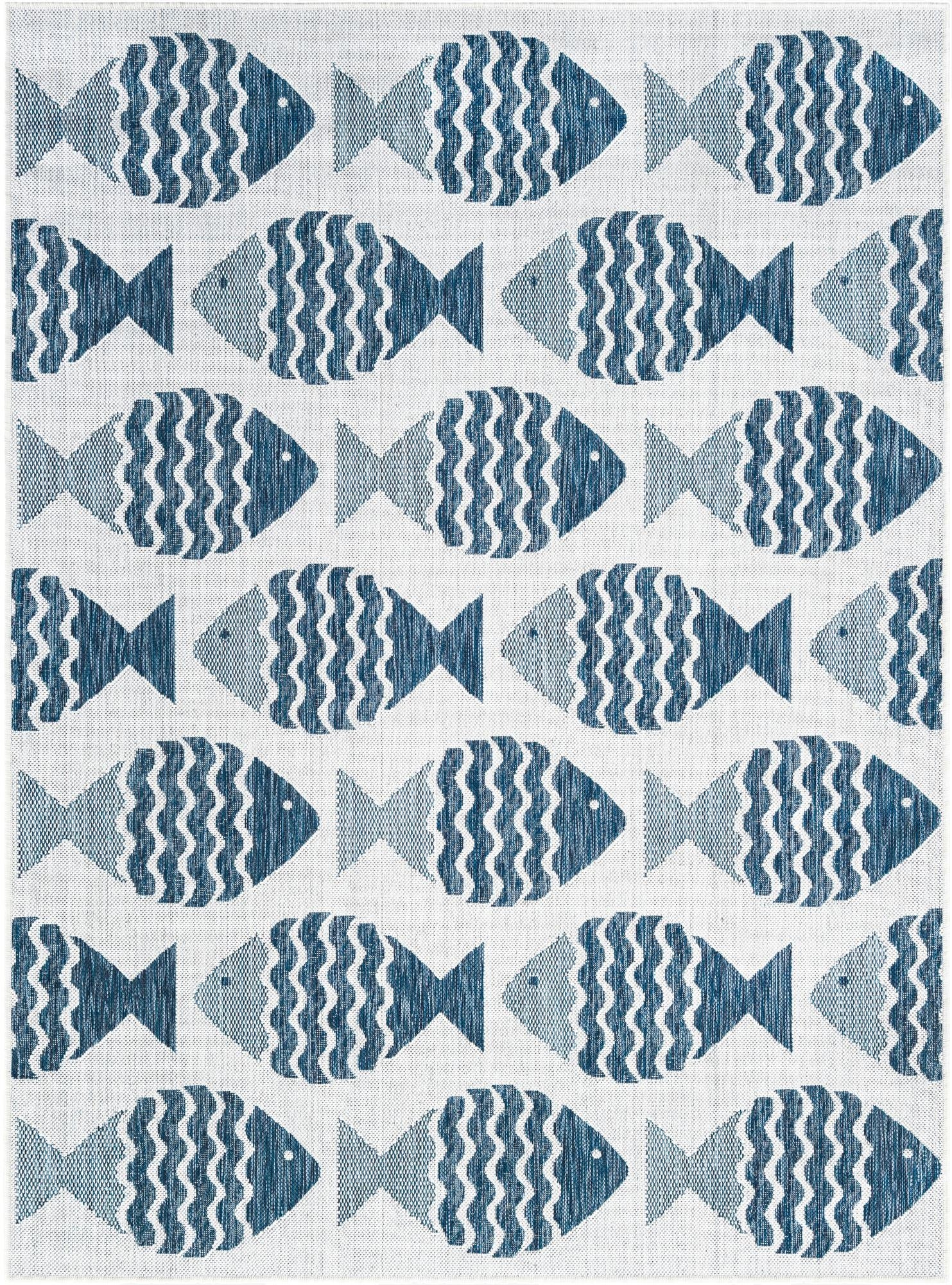 Primary image 5' 3 x 7'  Washable Coastal Indoor / Outdoor Rug