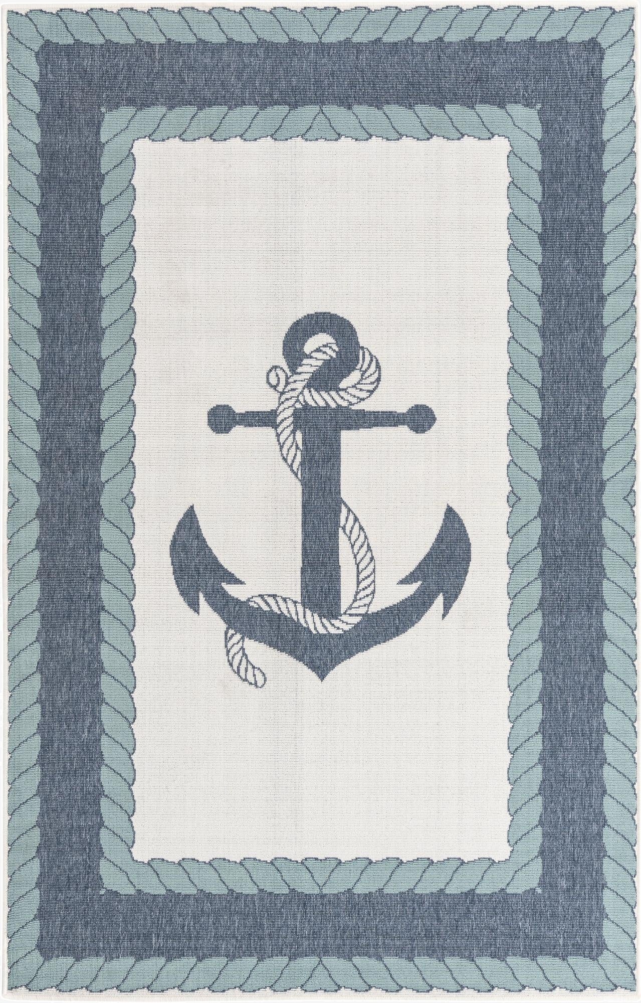 5' 3 x 8'  Washable Coastal Indoor / Outdoor Rug