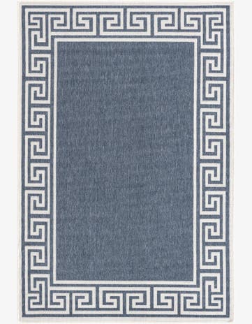 Navy Blue Easy-Clean Coastal Indoor / Outdoor Rug