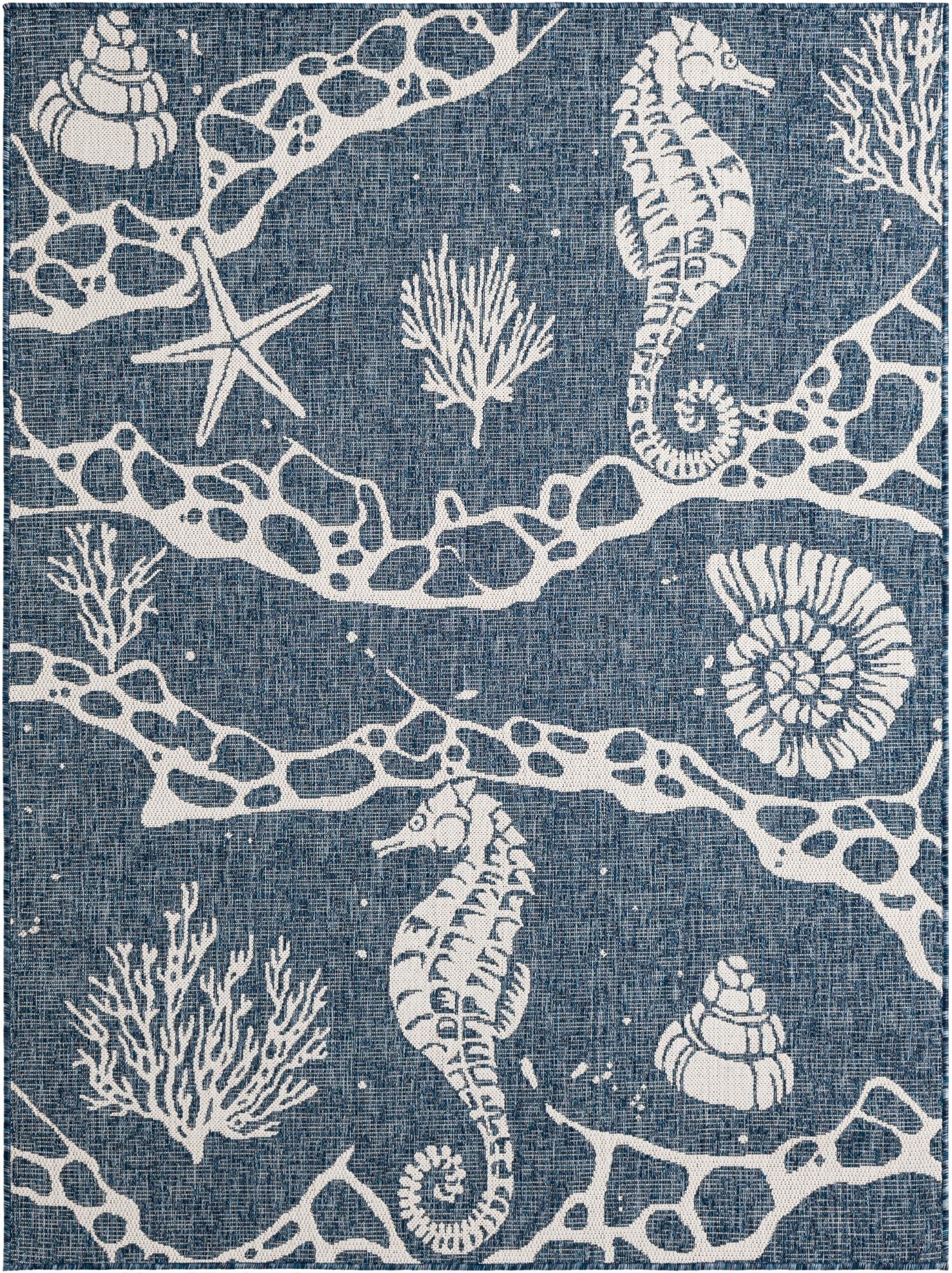 5' 3 x 7'  Washable Coastal Indoor / Outdoor Rug