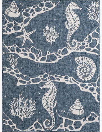 5' 3 x 7' Easy-Clean Coastal Indoor / Outdoor Rug