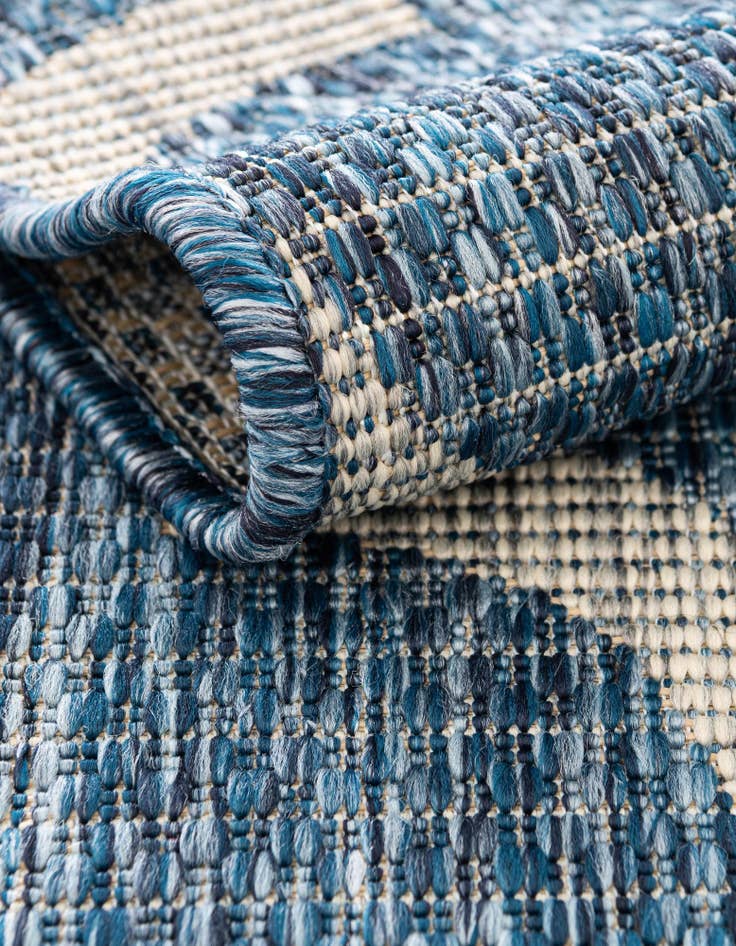 Detail image of Custom Navy Blue Washable Lattice Indoor / Outdoor Rug