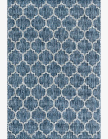 Navy Blue Easy-Clean Lattice Indoor / Outdoor Rug