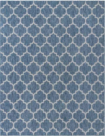 Navy Blue Easy-Clean Lattice Indoor / Outdoor Rug