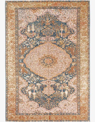 5' 3 x 7' 8 Easy-Clean Traditional Indoor / Outdoor Rug
