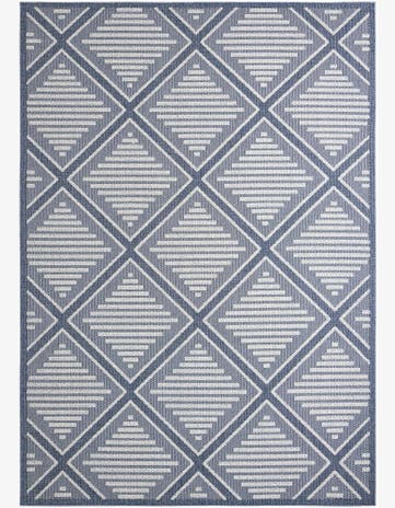 Navy Blue Easy-Clean Trellis Indoor / Outdoor Rug
