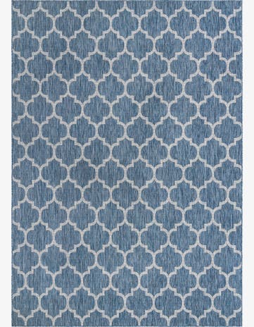 Navy Blue Easy-Clean Trellis Indoor / Outdoor Rug