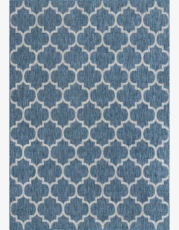 Navy Blue Easy-Clean Trellis Indoor / Outdoor Rug