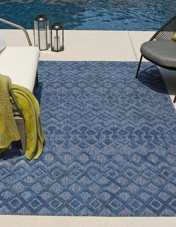 9' x 12' Easy-Clean Trellis Textured Indoor / Outdoor Rug