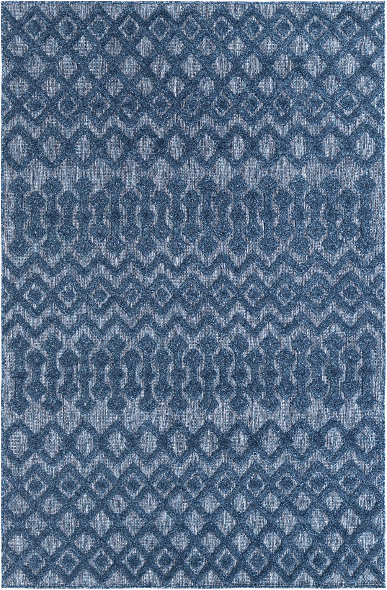 5' 3 x 8'  Washable Trellis Textured Indoor / Outdoor Rug