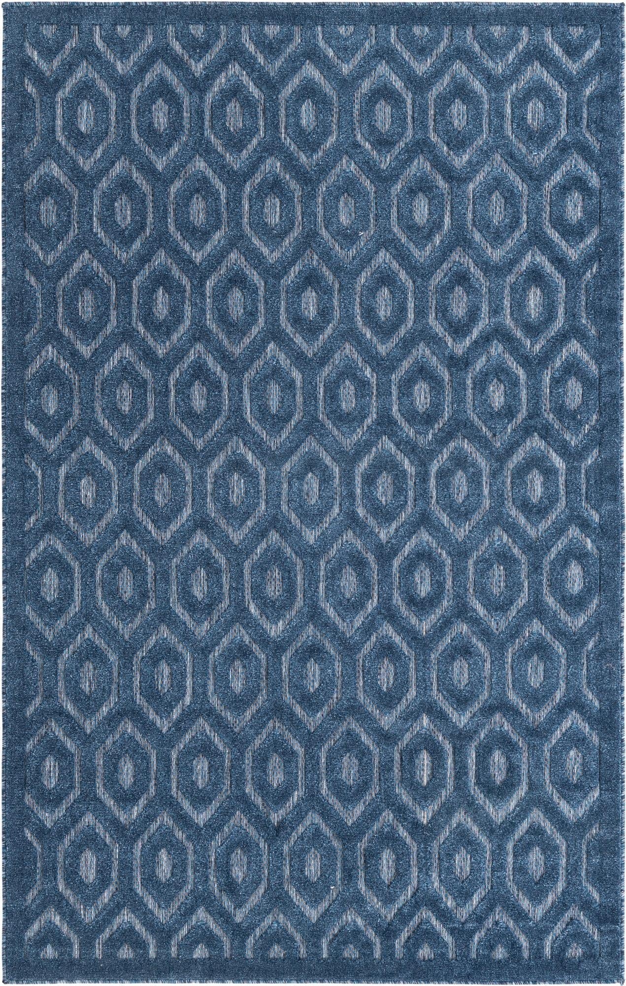5' 3 x 8'  Washable Trellis Textured Indoor / Outdoor Rug