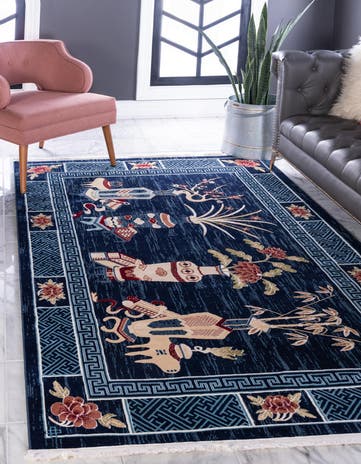Navy Blue Pao Tou Rug