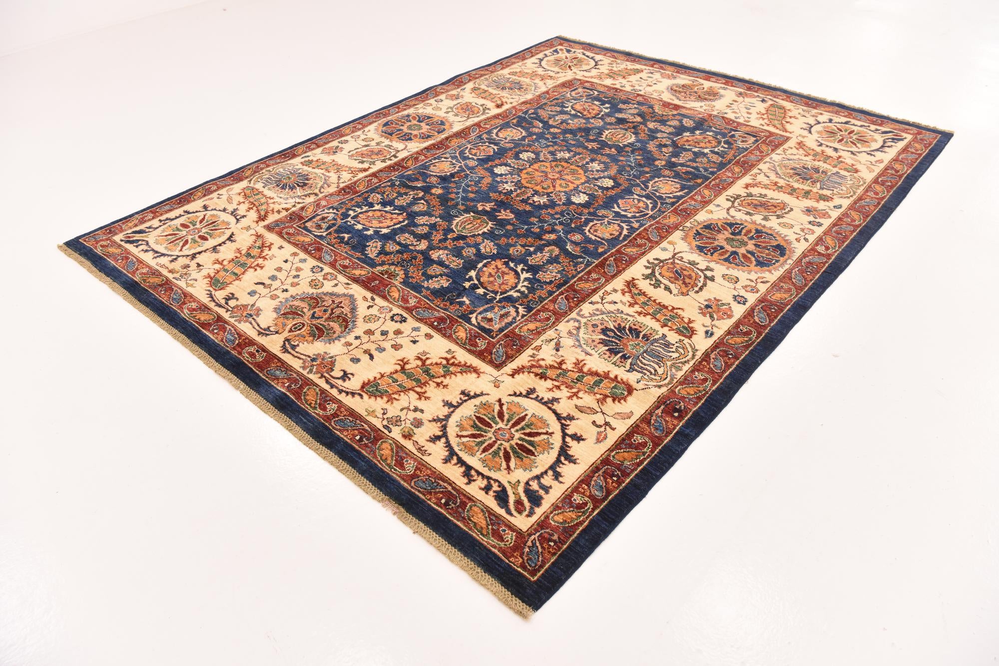 7' x 9' 2 Hand Knotted Peshawar Ziegler Rug