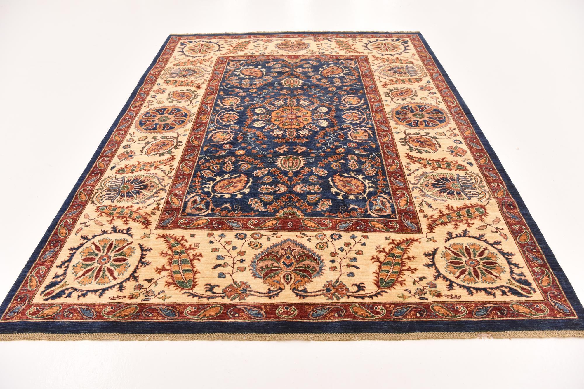 7' x 9' 2 Hand Knotted Peshawar Ziegler Rug