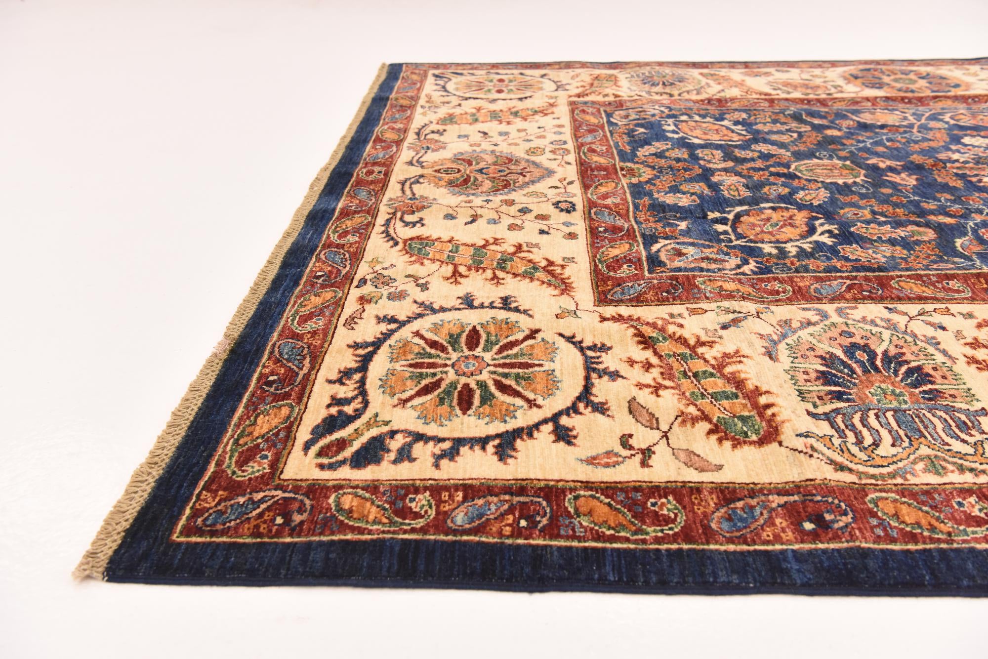 7' x 9' 2 Hand Knotted Peshawar Ziegler Rug