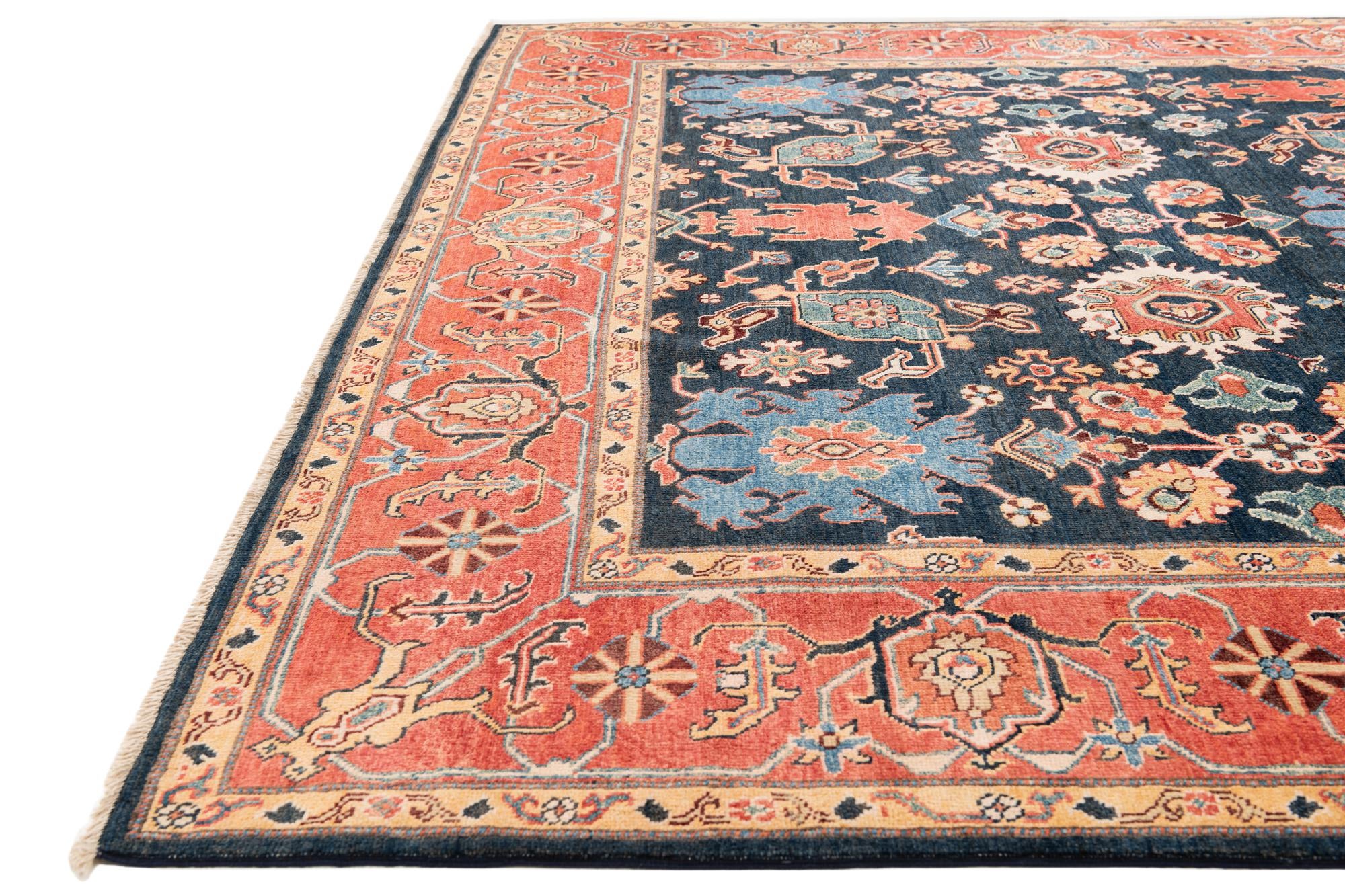 8' 2 x 11' 3 Hand Knotted Peshawar Ziegler Rug