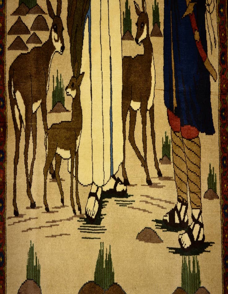 Detail image of 3' 5 x 5' 7 Hand Knotted Pictorial Bakhtiar Persian Rug