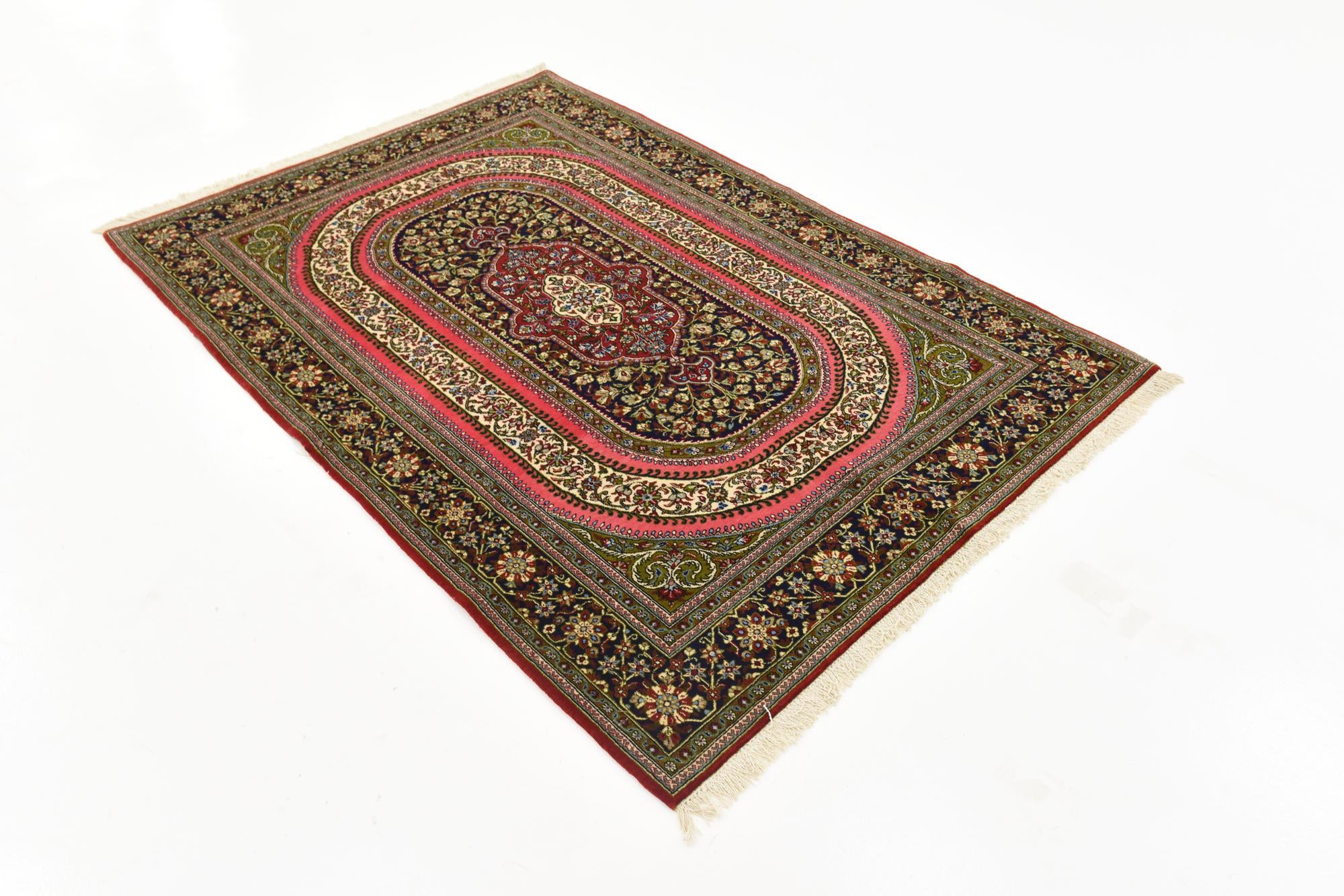 4' 7 x 6' 10 Hand Knotted Qom Persian Rug