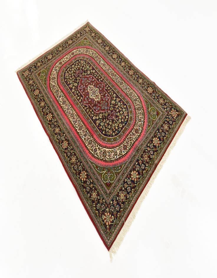 Detail image of 4' 7 x 6' 10 Hand Knotted Qom Persian Rug