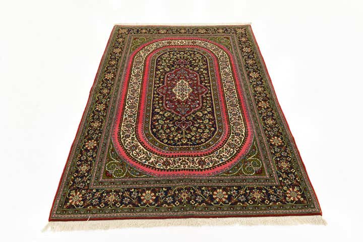 4' 7 x 6' 10 Hand Knotted Qom Persian Rug