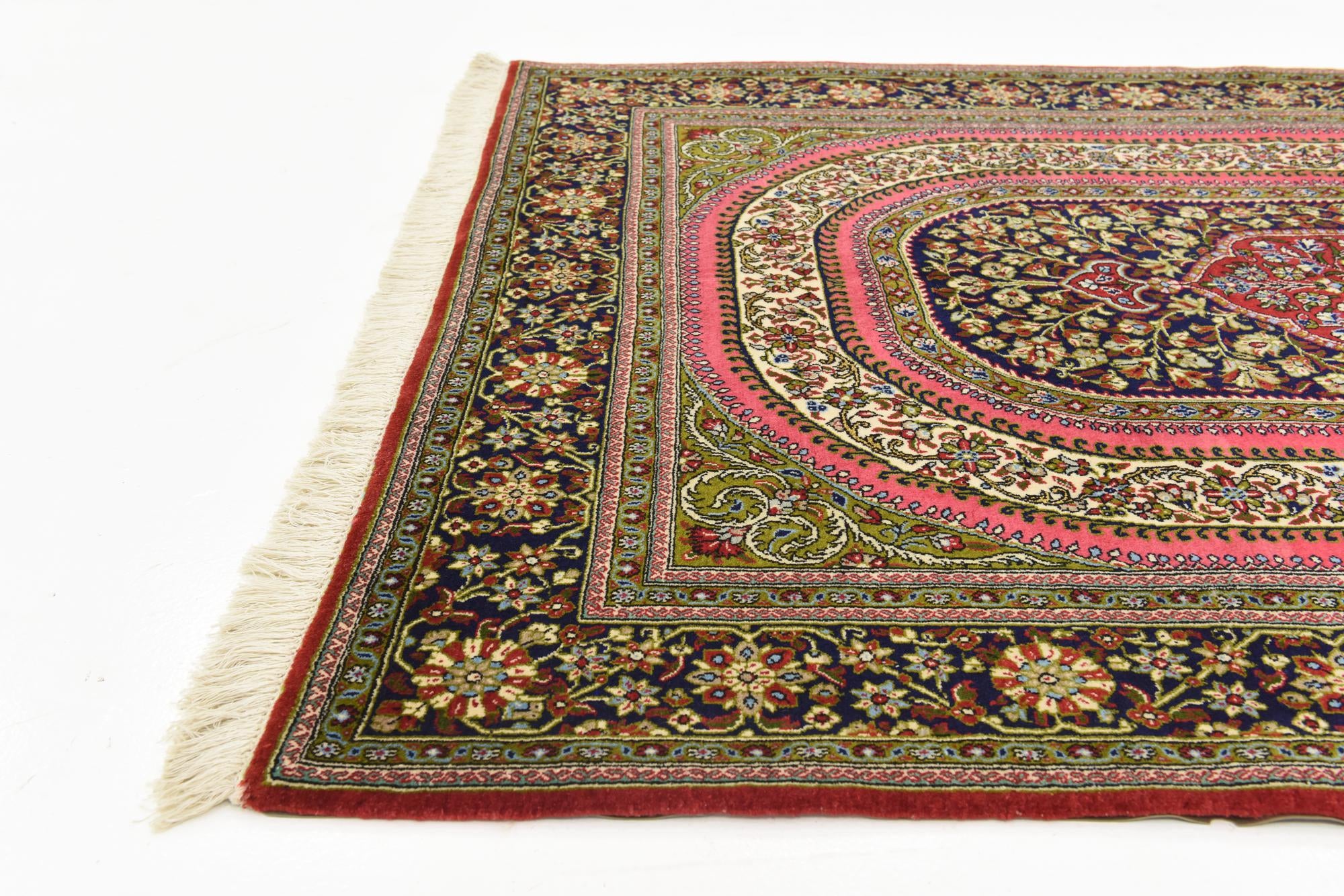 4' 7 x 6' 10 Hand Knotted Qom Persian Rug