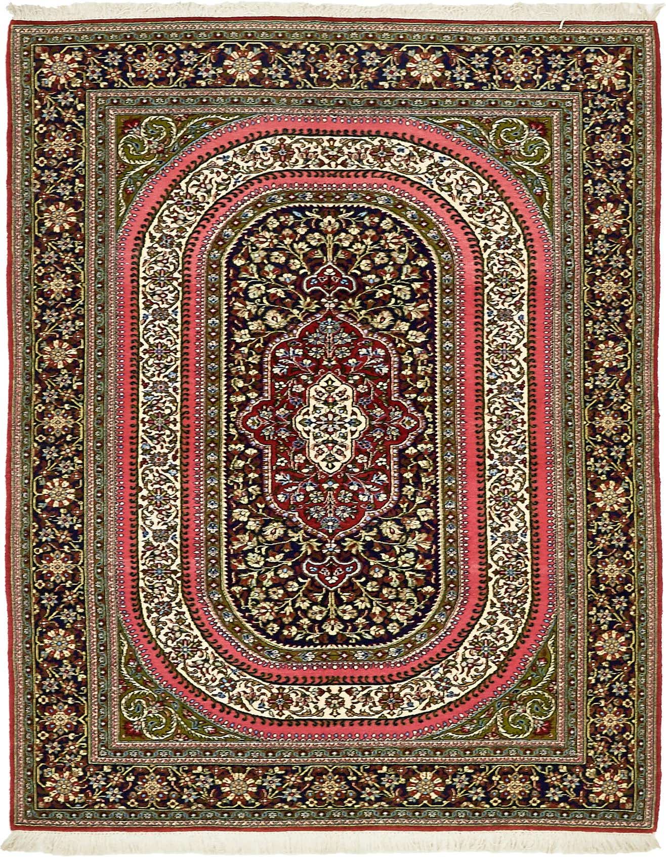 4' 7 x 6' 10 Hand Knotted Qom Persian Rug