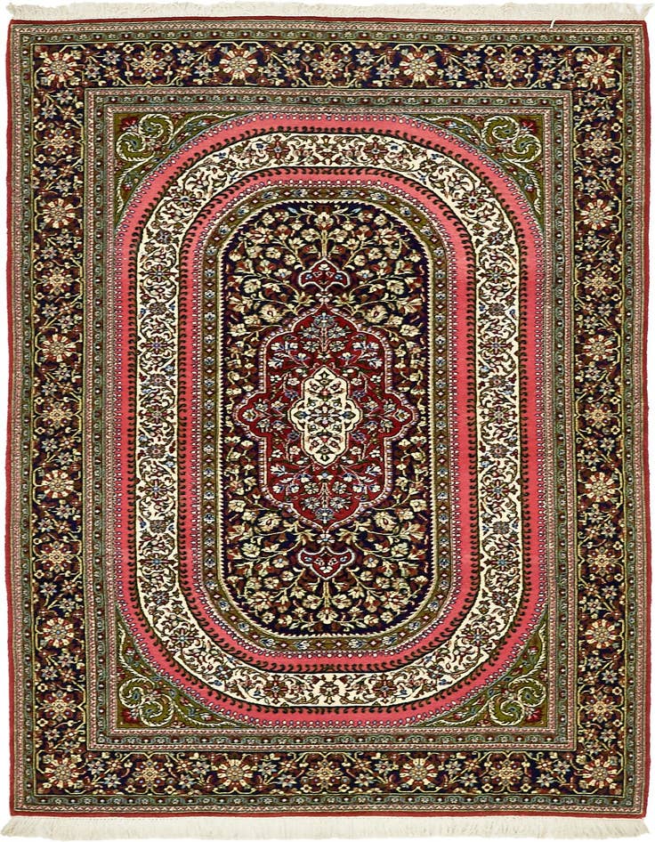 Detail image of 4' 7 x 6' 10 Hand Knotted Qom Persian Rug