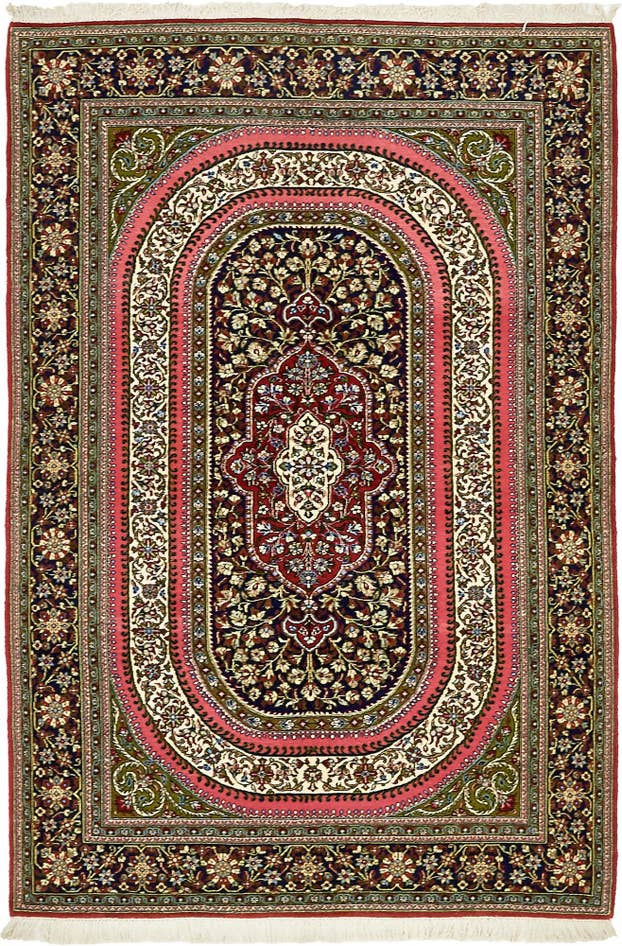 Detail image of 4' 7 x 6' 10 Hand Knotted Qom Persian Rug