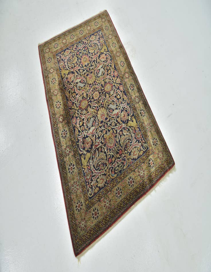 Detail image of 3' 5 x 5' Hand Knotted Qom Oriental Rug