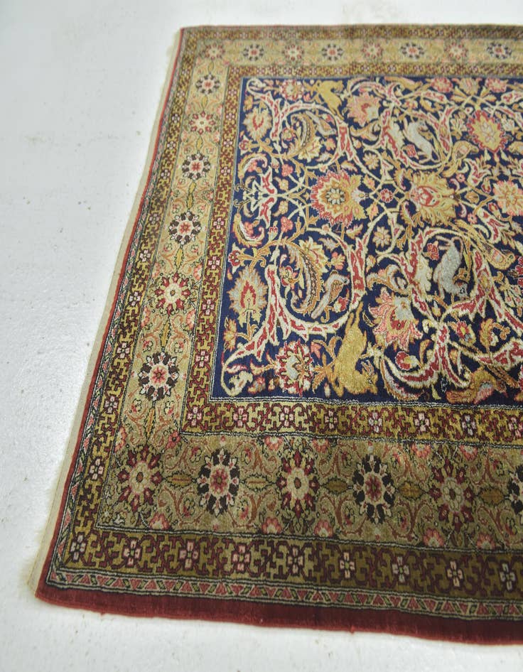 Detail image of 3' 5 x 5' Hand Knotted Qom Oriental Rug
