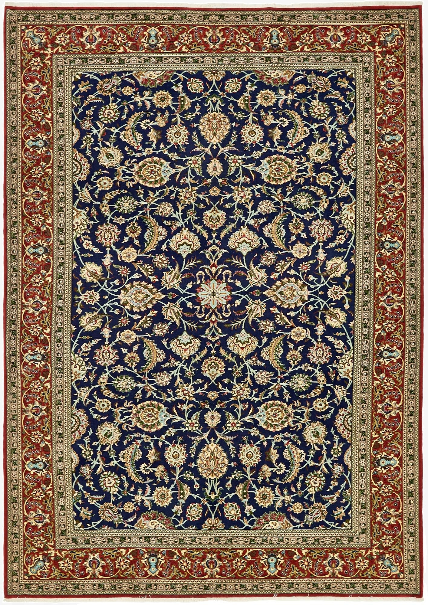 6' 11 x 10'  Hand Knotted Qom Persian Rug