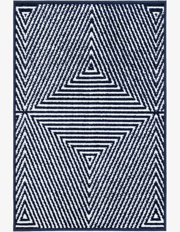 Navy Blue Easy-Clean Sabrina Soto Indoor / Outdoor Rug