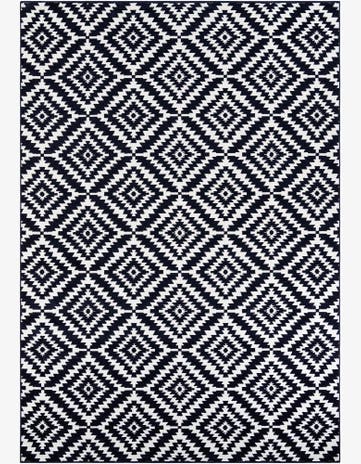 Navy Blue Easy-Clean Sabrina Soto Indoor / Outdoor Rug