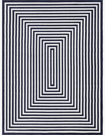 Navy Blue Easy-Clean Sabrina Soto Prescott Indoor / Outdoor Rug