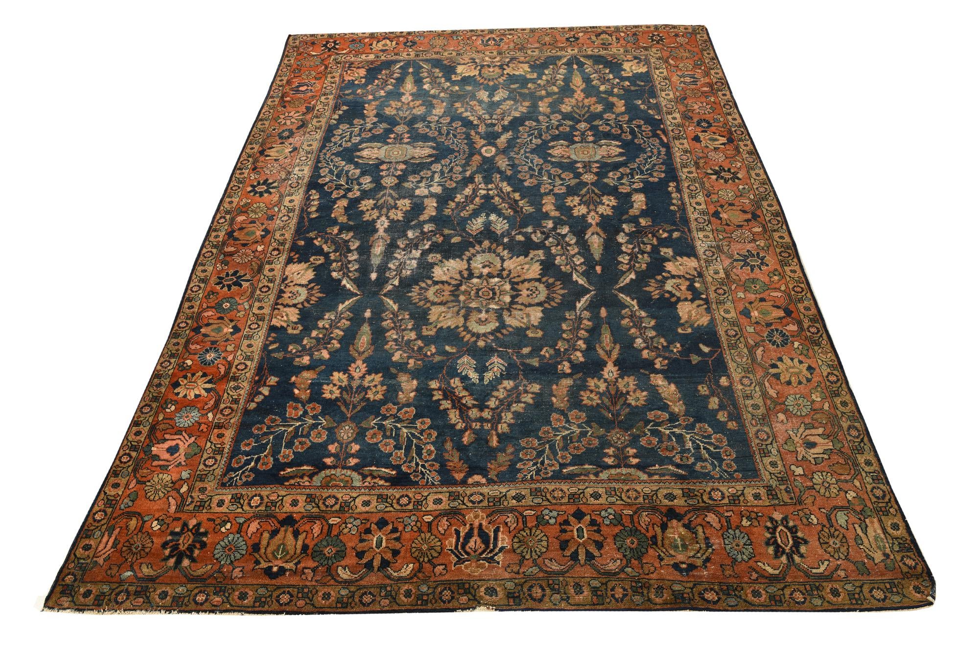 8' 7 x 12' 6 Hand Knotted Sarough Persian Wool Rug