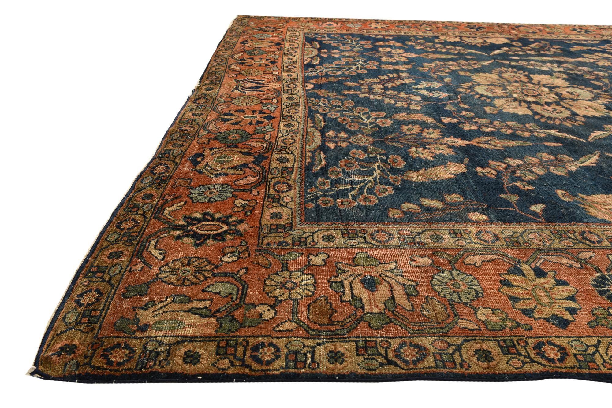 8' 7 x 12' 6 Hand Knotted Sarough Persian Wool Rug