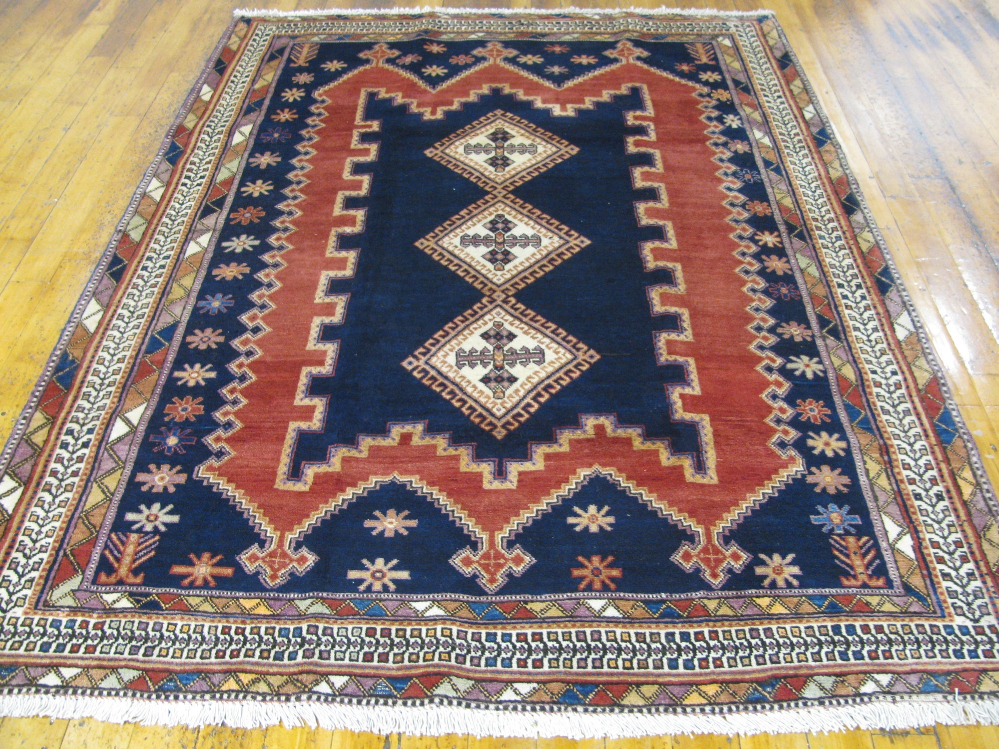 5' 5 x 7' 6 Hand Knotted Sirjan Persian Wool Rug